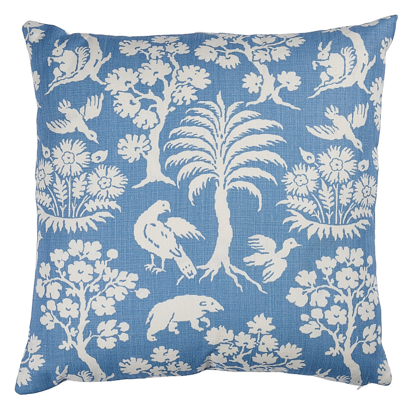Woodland Silhouette Pillow Blue SO17617605 by Schumacher Designer Pillow