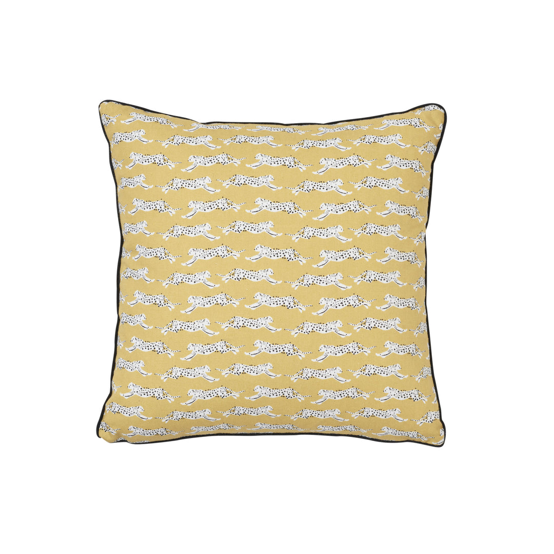 Leaping Leopards Pillow Yellow SO17774003 by Schumacher Designer Pillow