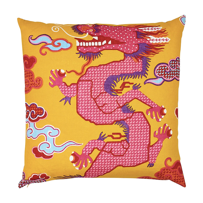 Magical Ming Dragon Pillow Yellow & Red SO17859105 by Schumacher Designer Pillow