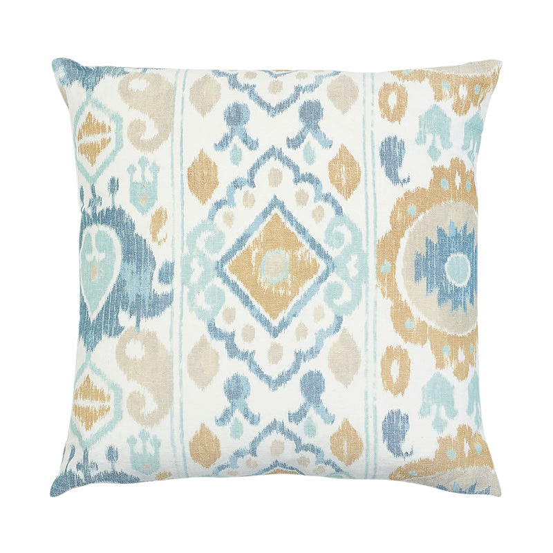 Elizia Ikat Pillow Sky & Ochre SO17905006 by Schumacher Designer Pillow