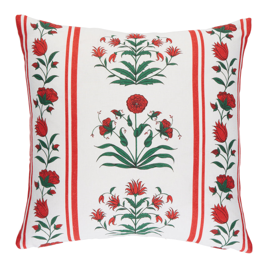 Royal Poppy Stripe Pillow Red SO18067104 by Schumacher Designer Pillow