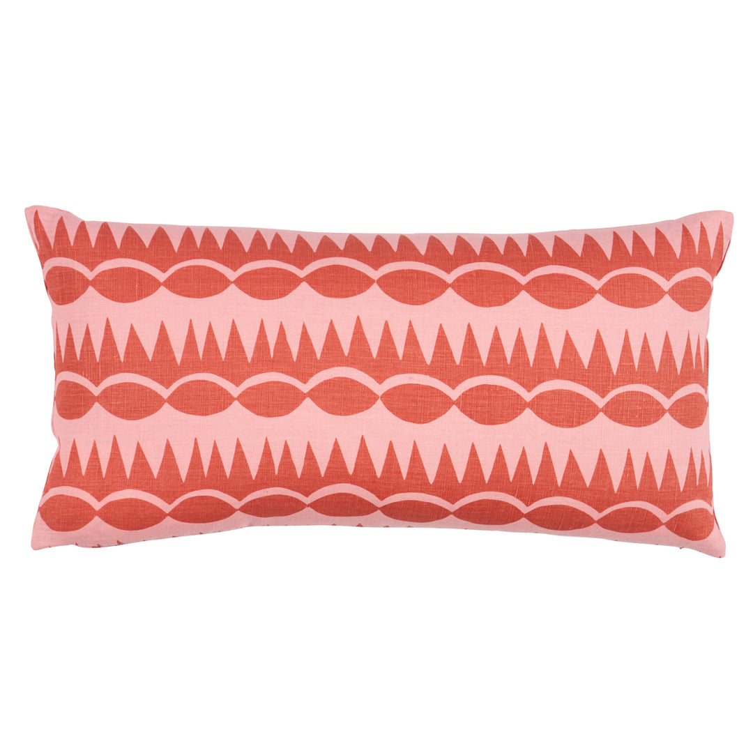 Dagger Stripe Pillow Red On Pink SO18153118 by Schumacher Designer Pillow