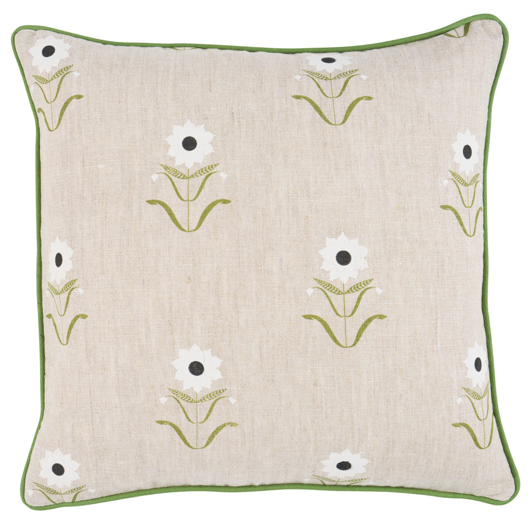 Forget Me Nots Pillow White On Linen SO18198103 by Schumacher Designer Pillow