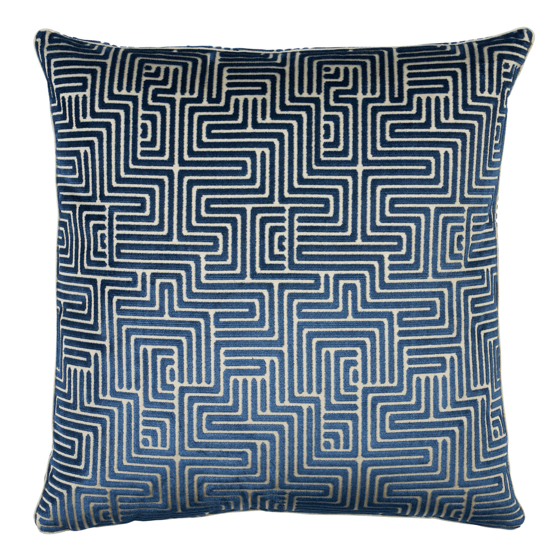 Lisboa Velvet Pillow Midnight Blue SO7295804 by Schumacher Designer Pillow