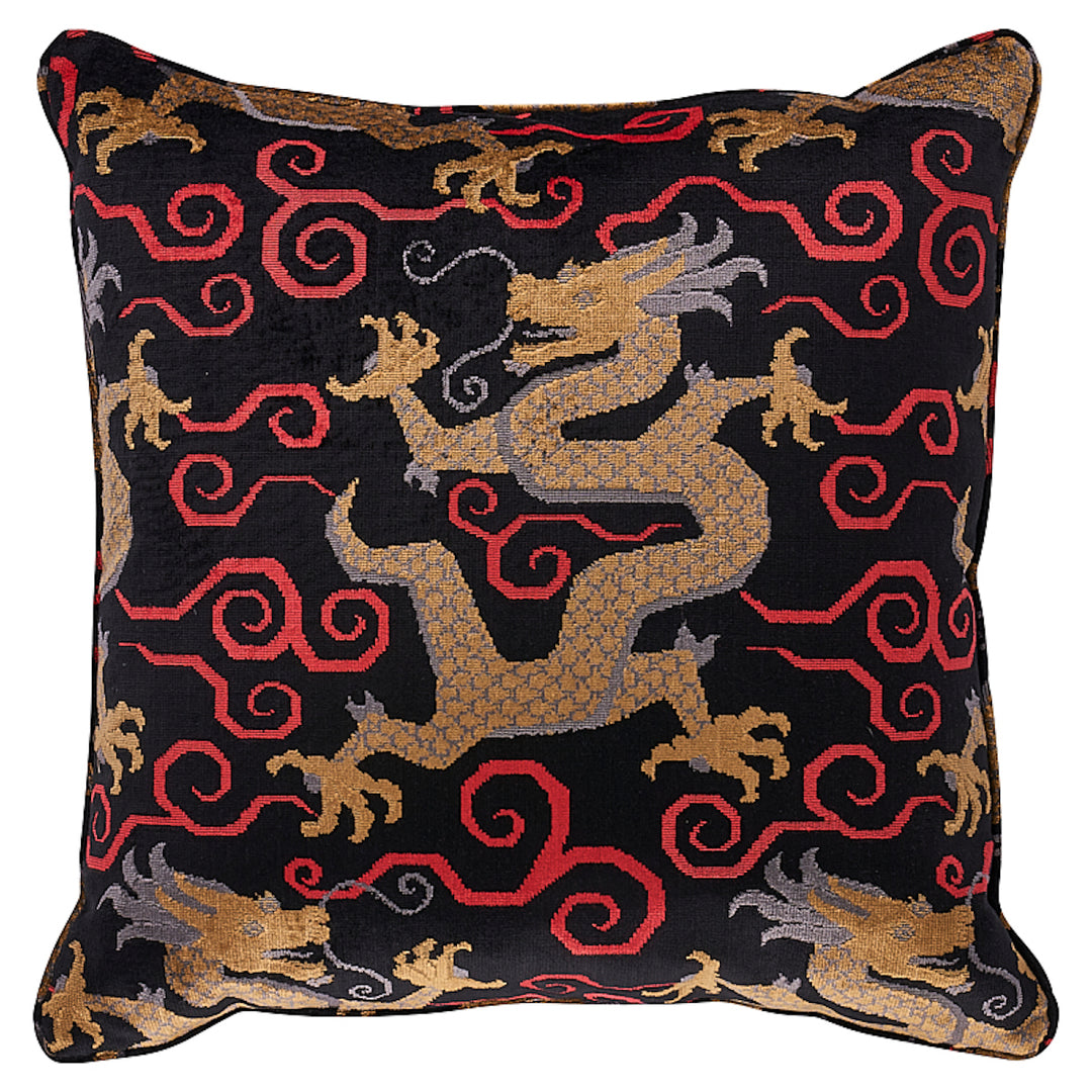 Bixi Velvet Pillow Onyx SO7397406 by Schumacher Designer Pillow