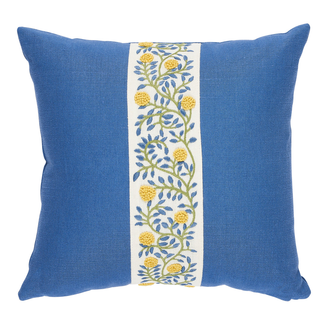 Ashoka Pillow Citron & Blue SO7629204 by Schumacher Designer Pillow