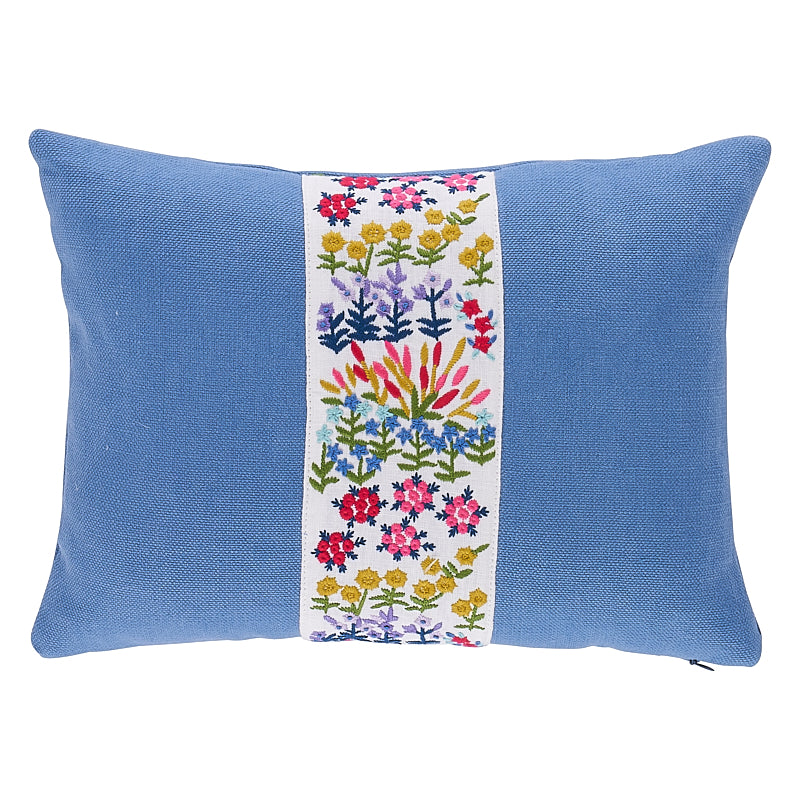 Lula Embroidered Pillow Ivory SO7931012 by Schumacher Designer Pillow