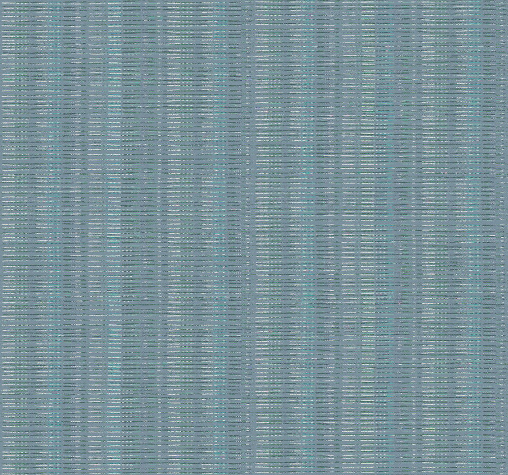 Blue Broken Boucle Stripe Wallpaper by York Wallcoverings Designer Stripes Resource Library Covers about 60.8 square feet 27-in by 27-ft long roll Prepasted 25.25 - Swanky Fabrics -