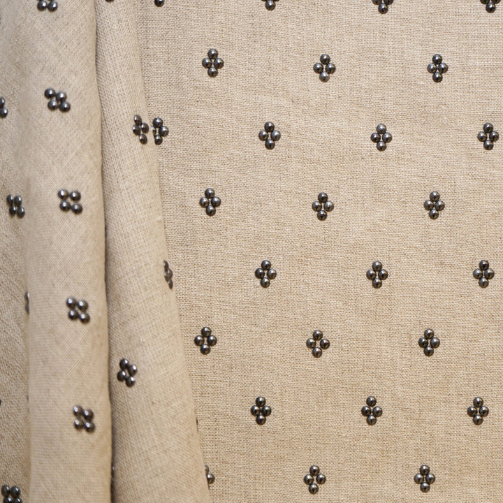 STUDLY 33SJ101 by JF Designer Fabric JF Studio 72% Linen, 28% Metallic India  Horizontal: 1.75 and Vertical: 2 54  - Swanky Fabrics -