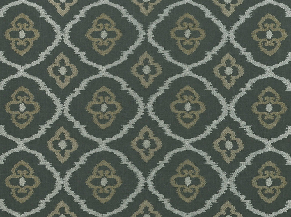 Sumatra Gunmetal 945 by Covington Designer Fabric our website for purchase 75% Viscose/25% Linen India 25000 Horizontal: 10.5" and Vertical: 9.5" 55" - Swanky Fabrics -