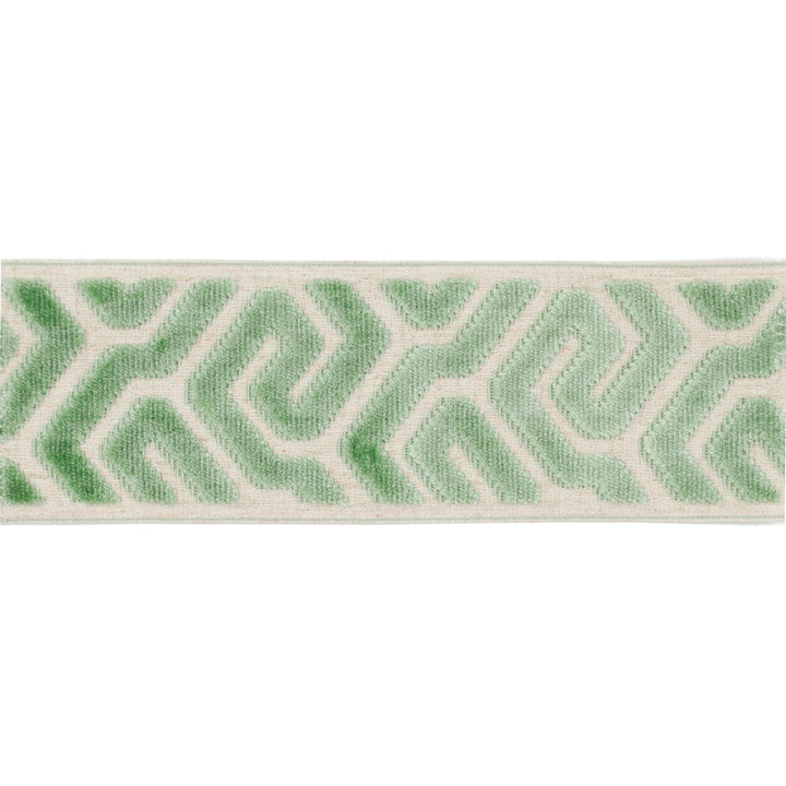 Sutton Tape Caribbean Green by Magnolia Designer Trim - 58% Rayon, 31% Poly, 11% Linen China Horizontal: and Vertical: 3.5 - Swanky Fabrics -