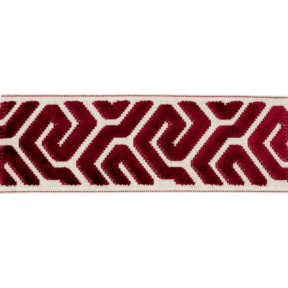 Sutton Tape Crimson by Magnolia Designer Trim - 58% Rayon, 31% Poly, 11% Linen China Horizontal: and Vertical: 3.5 - Swanky Fabrics -