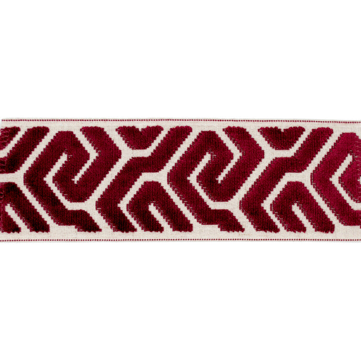 Sutton Tape Crimson by Magnolia Designer Trim - 58% Rayon, 31% Poly, 11% Linen China Horizontal: and Vertical: 3.5 - Swanky Fabrics -