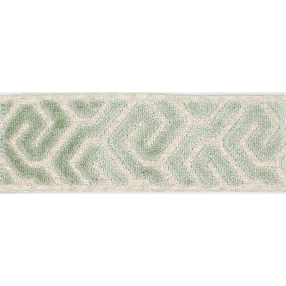Sutton Tape Sea Green by Magnolia Designer Trim - 58% Rayon, 31% Poly, 11% Linen China Horizontal: and Vertical: 3.5 - Swanky Fabrics -