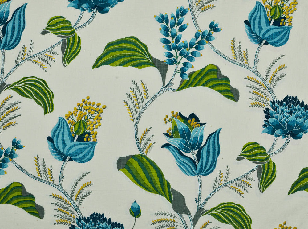 Sylvie Azure 504 by Covington Designer Fabric 100% COTTON EMBROIDERY-100% VISCOSE India 5000 Horizontal: 54 and Vertical: 30.5 56 - Swanky Fabrics -