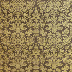Curtis Silk Damask Metallic Gold on Brown T1007 by Thibaut Designer Wallpaper