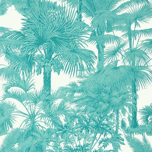 Palm Botanical Turquoise T10101 by Thibaut Designer Wallpaper