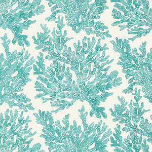Marine Coral Turquoise T10121 by Thibaut Designer Wallpaper