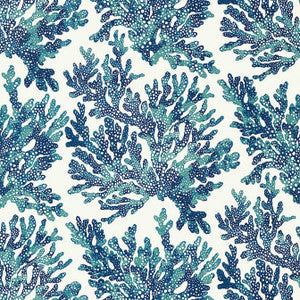Marine Coral Navy T10124 by Thibaut Designer Wallpaper