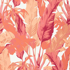 Travelers Palm Pink and Coral T10130 by Thibaut Designer Wallpaper