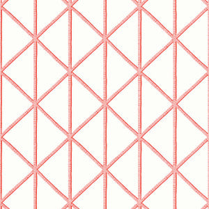 Box Kite Coral T10137 by Thibaut Designer Wallpaper