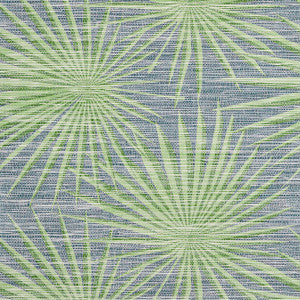 Palm Frond Navy and Green T10141 by Thibaut Designer Wallpaper