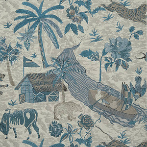 Tiger Reserve Slate Blue T10231 by Thibaut Designer Wallpaper