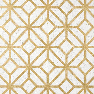 Mamora Trellis Cork White on Metallic Gold T10411 by Thibaut Designer Wallpaper