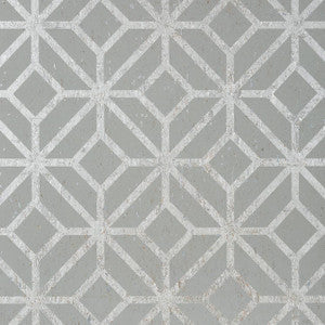 Mamora Trellis Cork Grey on Metallic Silver T10413 by Thibaut Designer Wallpaper