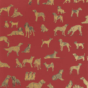 Best Friend Red with Metallic Gold T1041 by Thibaut Designer Wallpaper