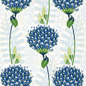 Tiverton Blue and Green T10650 by Thibaut Designer Wallpaper