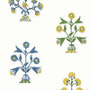 Indian Flower Blue and Yellow T10664 by Thibaut Designer Wallpaper
