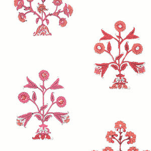 Indian Flower Pink T10667 by Thibaut Designer Wallpaper