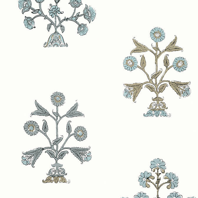 Indian Flower Spa Blue T10668 by Thibaut Wallpaper Thibaut Wallpaper Indian Flower Spa Blue T10668Wallpaper Ceylon Wallpaper UNITED STATES </p><p>Repeat: V: 36 27 - Fabric Carolina -