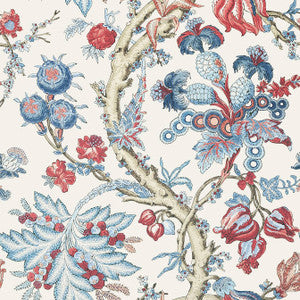Chatelain Blue and Red T10845 by Thibaut Designer Wallpaper