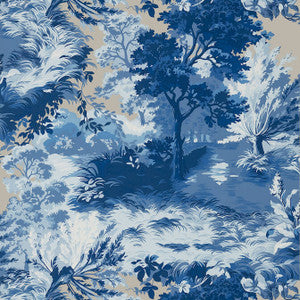 Lincoln Toile Blue and Flax T10864 by Thibaut Designer Wallpaper