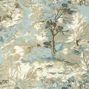 Lincoln Toile Beige and Spa Blue T10865 by Thibaut Designer Wallpaper