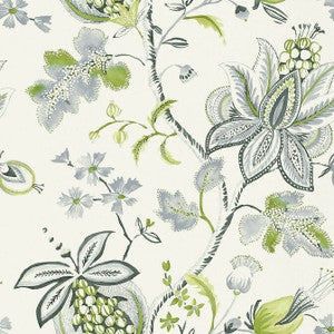 Donegal Green and Grey T13006 by Thibaut Designer Wallpaper