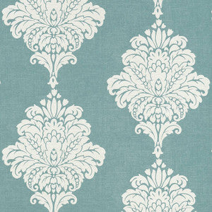 Arturo Damask Turquoise T13015 by Thibaut Designer Wallpaper