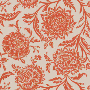 Rivera Coral on Flax T13047 by Thibaut Designer Wallpaper