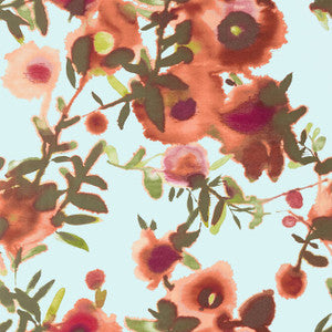 Open Spaces Aqua and Coral T13086 by Thibaut Designer Wallpaper