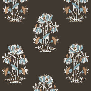 Lily Flower Black T13200 by Thibaut Designer Wallpaper