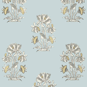 Lily Flower Spa Blue T13201 by Thibaut Designer Wallpaper