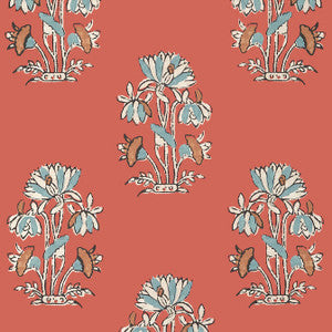 Lily Flower Coral T13205 by Thibaut Designer Wallpaper