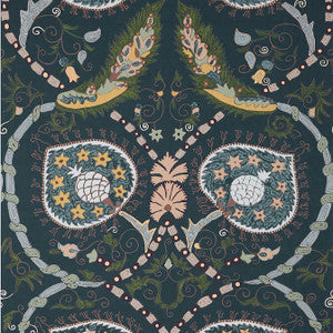 Lewis Charcoal and Bluestone T13216 by Thibaut Designer Wallpaper