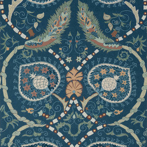 Lewis Navy and Teal T13217 by Thibaut Designer Wallpaper