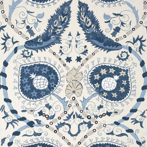 Lewis Blue and Beige T13218 by Thibaut Designer Wallpaper