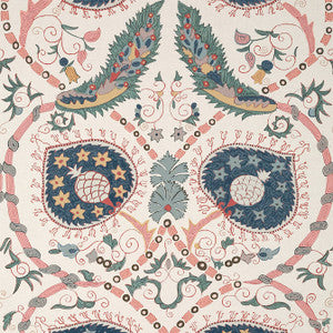 Lewis Coral and Blue T13219 by Thibaut Designer Wallpaper
