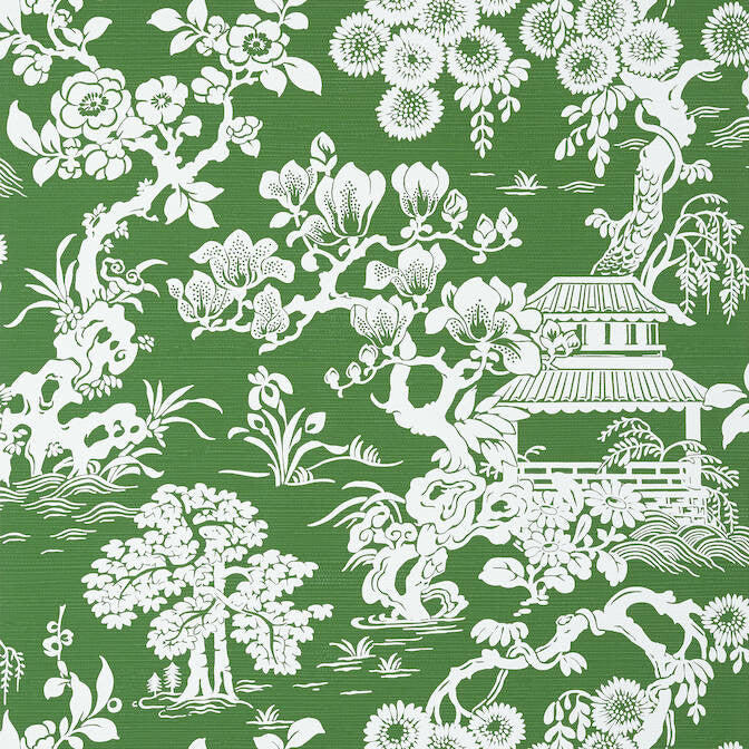 Japanese Garden Emerald T13304 by Thibaut Wallpaper Thibaut Wallpaper Japanese Garden Emerald T13304Wallpaper Pavilion Non-Woven Vinyl Wallpaper UNITED STATES </p><p>Repeat: V: 27 27 - Fabric Carolina -