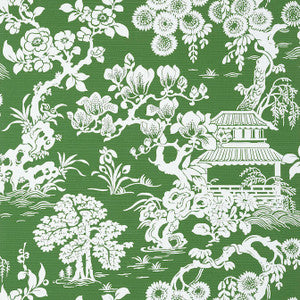 Japanese Garden Emerald T13304 by Thibaut Designer Wallpaper
